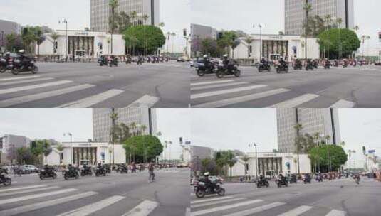 好莱坞警察摩托车车队高清在线视频素材下载