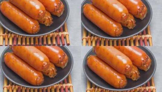 台湾烤肠美食4k镜头平移高清在线视频素材下载