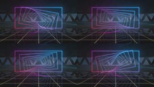 神秘蓝色科幻室内空间 3D渲染高清在线视频素材下载