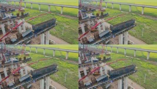 航拍武汉高架桥建设高清在线视频素材下载