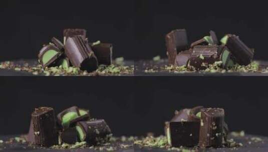 巧克力 黑巧 甜品 食品 甜点高清在线视频素材下载