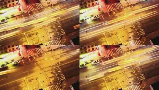 夜间的街道交叉口高清在线视频素材下载