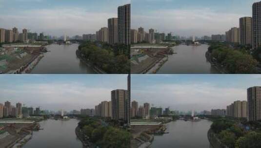 杭州京杭大运河航拍视频高清在线视频素材下载