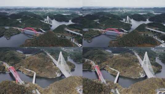 4k航拍贵州清镇红枫湖大桥 1高清在线视频素材下载