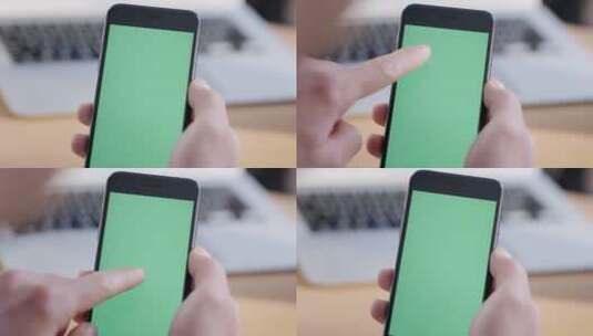 手在操作绿屏可抠像手机高清在线视频素材下载