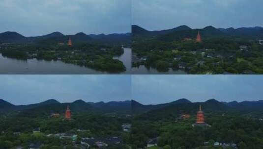 杭州西湖雷峰塔的航拍高清在线视频素材下载