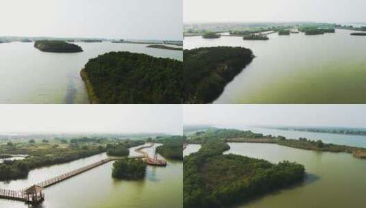 4K航拍山东东营黄河入海口湿地高清在线视频素材下载