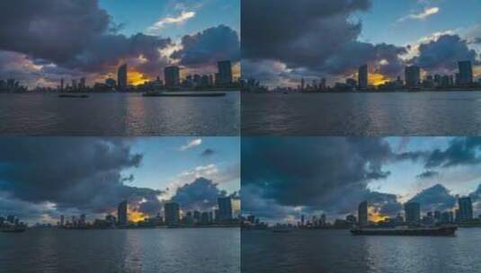 上海·黄浦江·震撼火烧云·日落延时高清在线视频素材下载