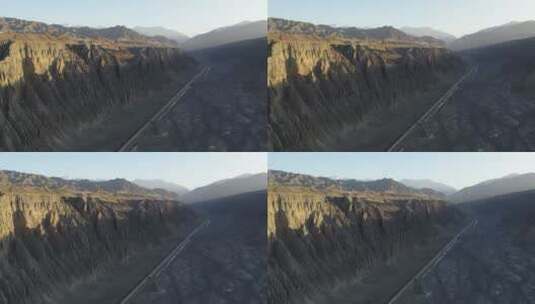 原创 新疆旅行独山子大峡谷自然风光航拍高清在线视频素材下载