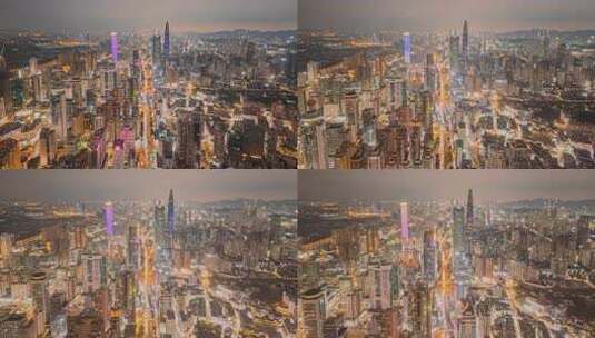 深圳罗湖夜景航拍延时高清在线视频素材下载