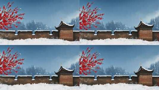 雪中古城墙建筑历史文化旅游景点纪录片高清在线视频素材下载