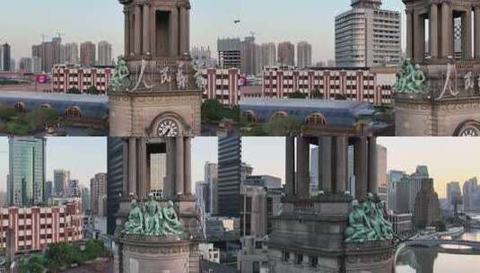 上海外滩邮政博物馆城市风光航拍高清在线视频素材下载