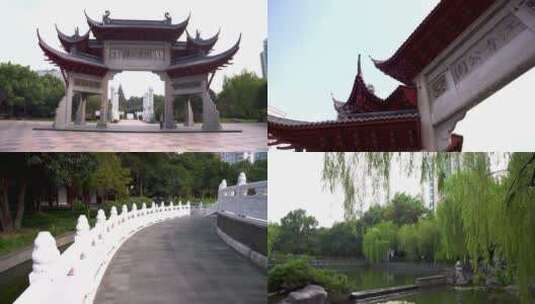杭州萧山江寺公园江南古典园林4K视频素材高清在线视频素材下载