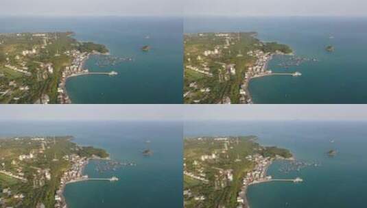 广西北海涠洲岛岛屿港口自然风光航拍高清在线视频素材下载