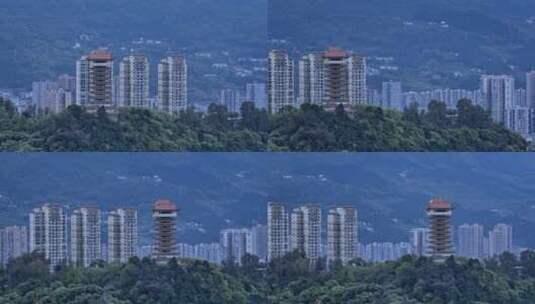高清航拍广元城市建筑凤凰山高清在线视频素材下载