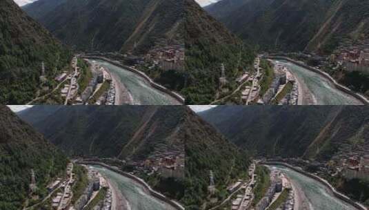 川藏线小城雅江县城市航拍素材高清在线视频素材下载