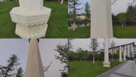 雕刻精美的白色大理石柱高清在线视频素材下载