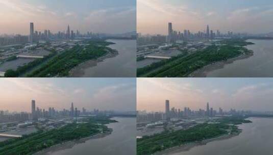 深圳湾口岸后海航拍高清在线视频素材下载