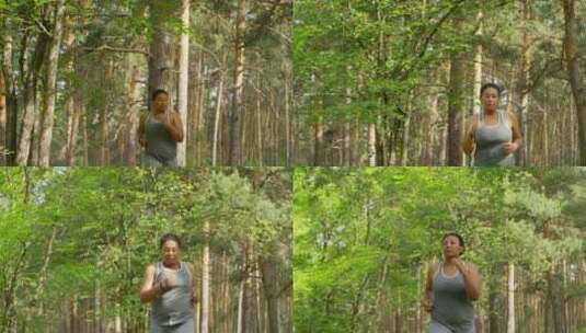 森林里跑步的女人高清在线视频素材下载