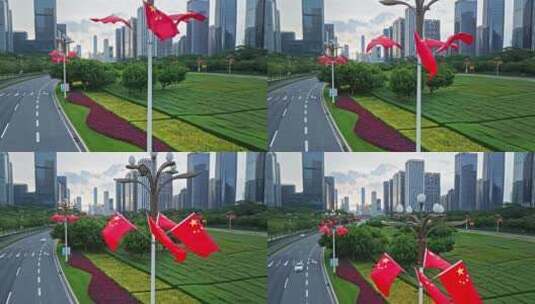 4K实拍 深圳市红旗飘扬高清在线视频素材下载