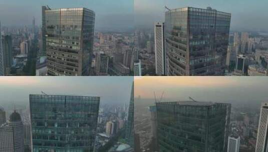 航拍南京新百大楼全貌高清在线视频素材下载