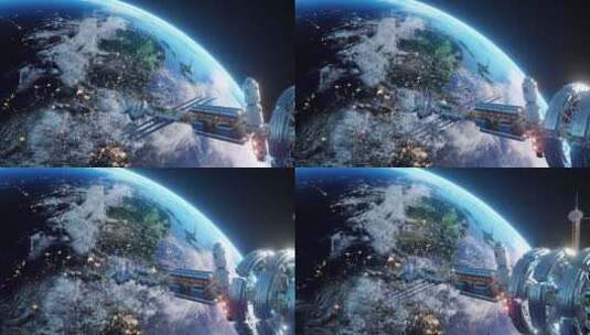 可商用原创4k地球空间站科幻三维高清在线视频素材下载