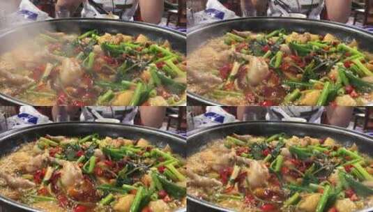 川菜馆里的麻辣鱼杂煲素材高清在线视频素材下载