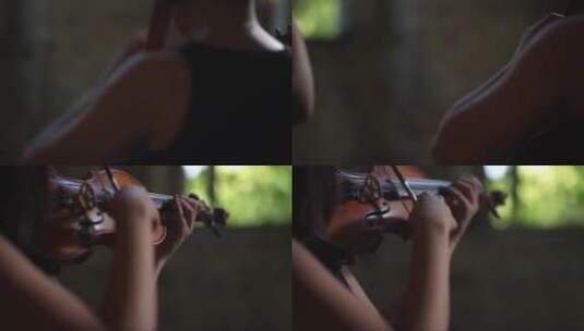 女子演奏小提琴和双低音高清在线视频素材下载