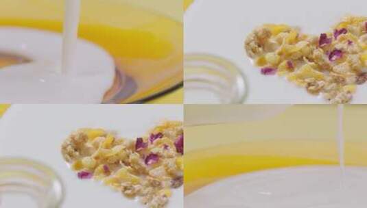 燕麦酸奶早餐高清在线视频素材下载