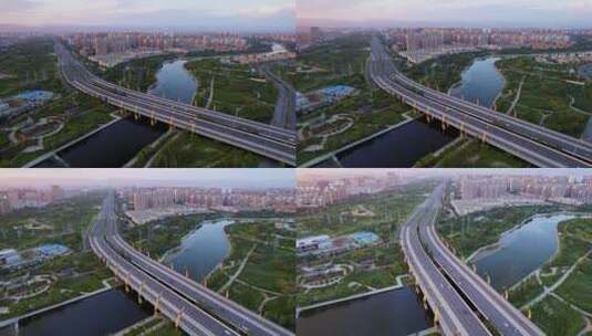 中国内蒙古呼和浩特市牛角桥风光航拍高清在线视频素材下载
