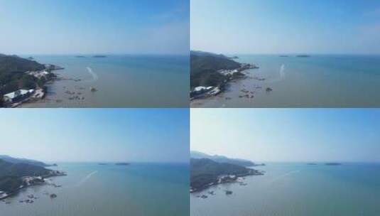 航拍广东惠州巽寮湾坐船出海游玩高清在线视频素材下载
