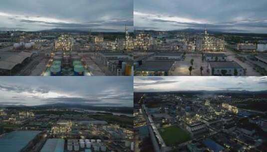 航拍衡阳松木工业园化工厂夜景4k合集高清在线视频素材下载