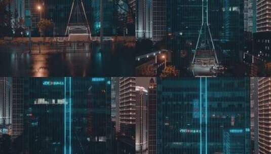 上海陆家嘴建筑夜景高清在线视频素材下载