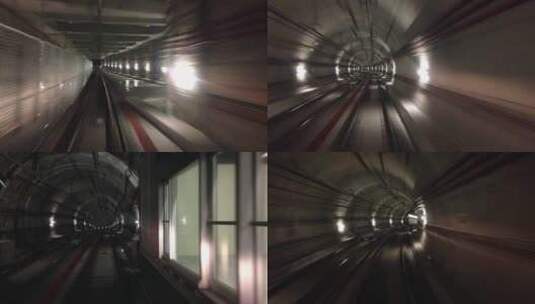 第一视角地铁穿过隧道高清在线视频素材下载