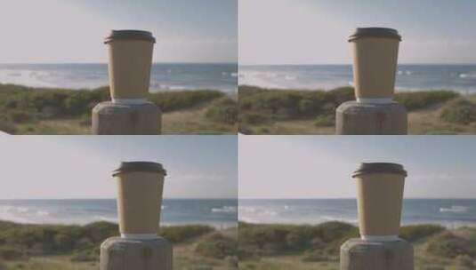 度假风情：看海露台咖啡一杯高清在线视频素材下载