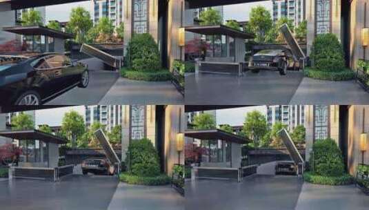 小区停车场三维动画效果高清在线视频素材下载