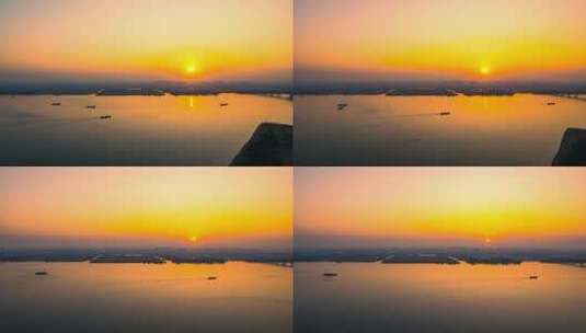 8K唯美海平面夕阳日落航拍视频高清在线视频素材下载