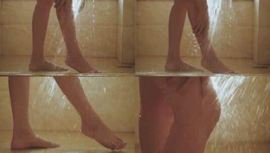 女孩性感美腿浴室冲凉洗澡视频素材高清在线视频素材下载