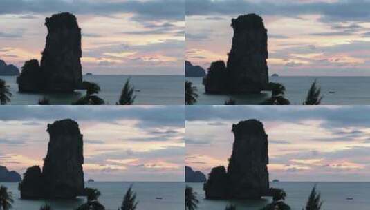 海中日落后的石灰石岩石高清在线视频素材下载