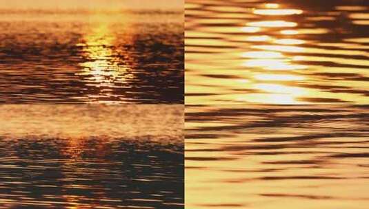 夕阳下的金色水面高清在线视频素材下载