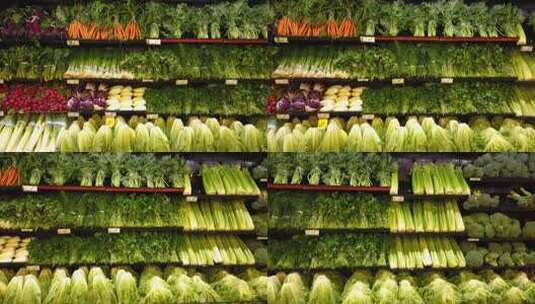 超市绿色蔬菜展示高清在线视频素材下载
