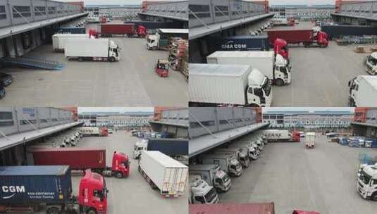 物流园 货车 物流 厢式货车 卡车高清在线视频素材下载