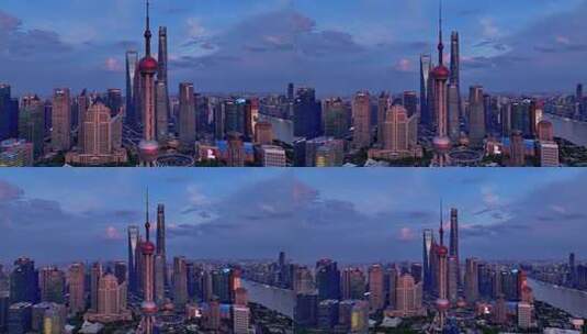 上海CBD傍晚航拍高清在线视频素材下载
