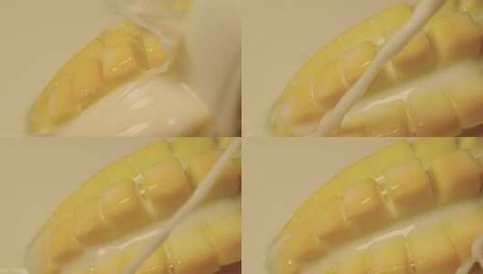 芒果牛奶实拍高清在线视频素材下载