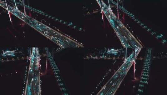 航拍城市夜景车流道路建筑高清在线视频素材下载