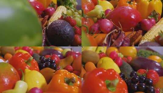 一堆水果蔬菜旋转高清在线视频素材下载