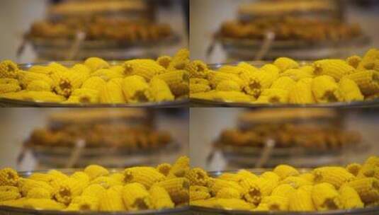 自助早餐的嫩玉米高清在线视频素材下载