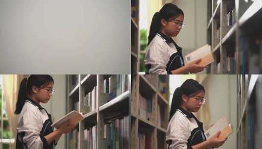 广西中学学校图书馆学生看书场景高清在线视频素材下载