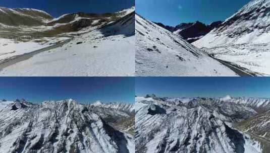 西藏高原雪山山峰山脊雪景自然风光航拍高清在线视频素材下载