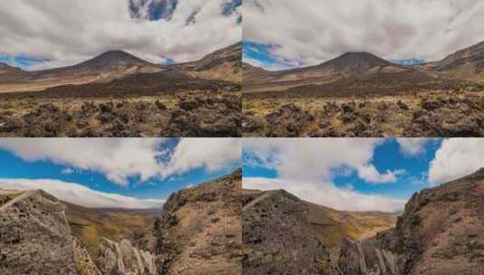 蓝天白云下的川藏高原山峰风景延时摄影高清在线视频素材下载